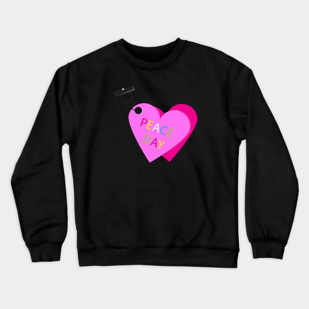 Peace Day heart-shaped key chain Crewneck Sweatshirt by Wilda Khairunnisa